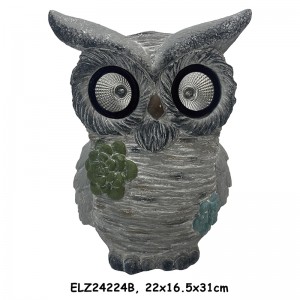 Handcrafted Solar Owl Statue Garden Animals Statues Outdoor Decoration