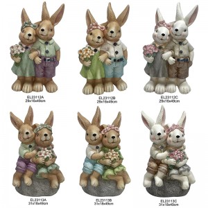 ہاتھ سے تیار کردہ کھڑے خرگوش اور بیٹھے خرگوش کے مجسمے بہار کے موسم کی سجاوٹ باغ اور گھر کی سجاوٹ