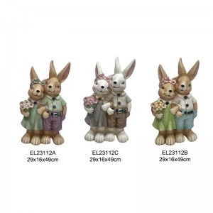 Handgefertigte stehende Kaninchen und sitzende Kaninchenfiguren, Frühlingsdekorationen, Garten- und Heimdekoration