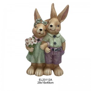 Handcrafted Standing Rabbits at Seated Rabbits Figurines Spring Season Decors Garden and Home Dekorasyon