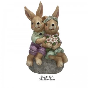 Handcrafted Standing Rabbits at Seated Rabbits Figurines Spring Season Decors Garden and Home Dekorasyon