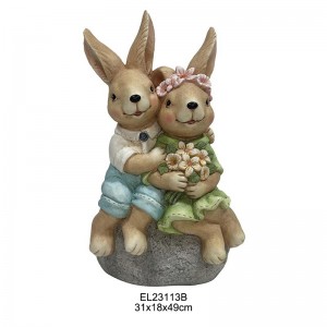 تماثيل أرانب واقفة وأرانب جالسة مصنوعة يدويًا، ديكورات موسم الربيع للحديقة والمنزل