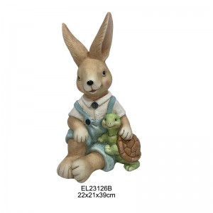 Parell de figures de conill de tortuga fetes a mà per a la decoració de Pasqua i el jardí