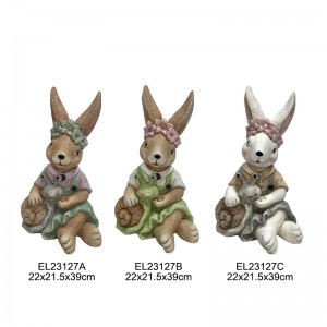 ກະຕ່າຍເຕົ່າເຮັດດ້ວຍມື Duo Snail Rabbit Pair Figurines for Easter and Garden Decoration