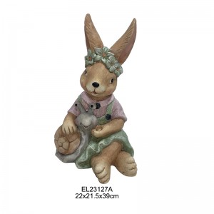 ກະຕ່າຍເຕົ່າເຮັດດ້ວຍມື Duo Snail Rabbit Pair Figurines for Easter and Garden Decoration