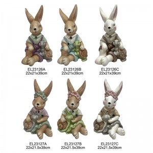 Ručne vyrábané figúrky zajačieho páru korytnačka, králik, slimák, na Veľkú noc a na dekoráciu záhrady