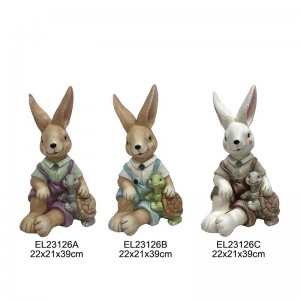 تماثيل أرنب حلزون ثنائية مصنوعة يدويًا من أرنب السلحفاة لتزيين عيد الفصح والحديقة