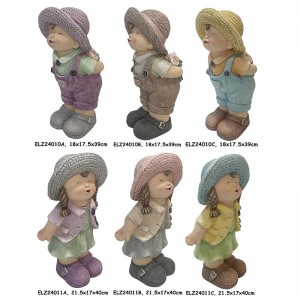 Ručně vyrobené náladové dětské figurky pro zahradní a domácí sochy chlapce a dívky