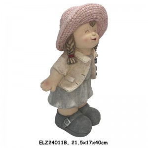 Handcrafted Whimsical Child Figurines for Garden and Home Boy and Girl statues