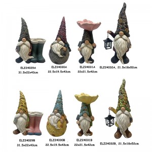 Handmade Fiber Clay Garden Ornament Gnome Statues for Home and Garden Decor