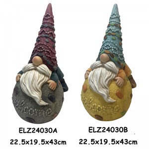 Håndlavede Fiber Clay Garden Ornament Gnome-statuer til bolig- og haveindretning