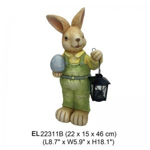 Ręcznie robiony stojący królik trzymający latarnię dekoracja ogrodowa posągi króliczka-królika