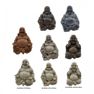 Statuette di Buddha felice in resina Arts & Crafts