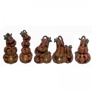 Resina Artesanía e artesanía Halloween Jack-o'-lanterns de cores Nivel de cabaza con decoración lixeira de truco ou trato estatuas de interior e exterior