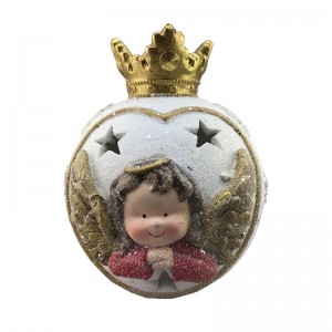 أحب الملاك الملكي السعيد مع التاج الذهبي لعيد الميلاد، زينة كرة عيد الميلاد المصنوعة يدويًا
