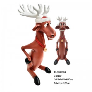 Resin Seni & Kerajinan Lucu Ketawa Natal Reindeer Patung