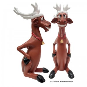 Resin Arts & Craft Funny Laughing Christmas Reindeer Statue