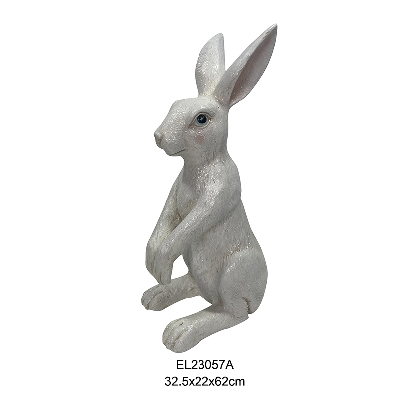 Lustrous White Rabbit Garden Statue Rabbit Ornament Indoor and Outdoor Spring Easter Featured Image
