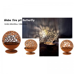 Chithunzi cha Gulugufe Wofatsa wa Steel Globe Fire Pit