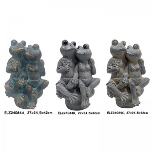 Speelse padda-paartjie-standbeelde wat op bankies lê grillerige paddas kruip in baddens Binne-buitelugversiering