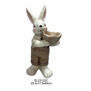 פסלוני ארנב עם חצאי ביצת פסחא ארנבים עם עציצי ביצת פסחא בעבודת יד קישוט גינה פנימי וחיצוני