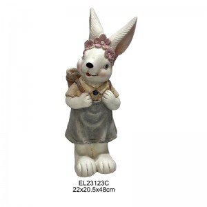 ຮູບປັ້ນກະຕ່າຍກັບໄຂ່ Easter Halves Rabbits with Easter Egg Pots Handmade Garden Decoration Indoor and Outdoor
