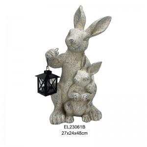 Rabbit Lantern Duos Easter Figurines Cute Rabbits Easter Holiday Outdoor and Indoor Decor