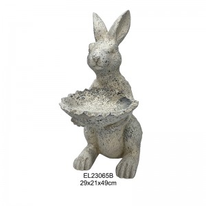 Rabbit on Egg Stand Dish Holder Kuneho Whimsy Meets Functionality Spring Decors Indoor and Outdoor