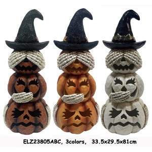 Resin Arts & Craft Halloween Pumpkin Jack-o'-Lantern Tiers haingon-trano sarivongana anatiny sy ivelany