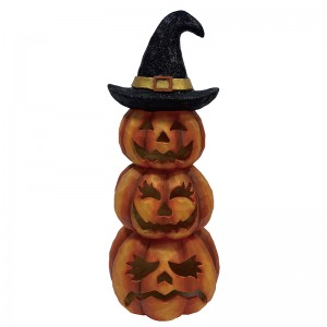Mga Sining at Craft ng Resin Halloween Pumpkin Jack-o'-Lantern Tiers na mga dekorasyon na panloob-labas na mga estatwa