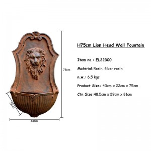 Resin Lion decor Hanging Wall Fountain Water Feature