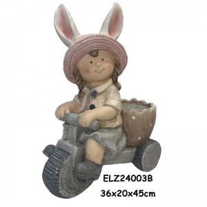 تماثيل راكبي قشر البيض الريفي لديكور الربيع للمنزل والحديقة مصنوعة يدويًا