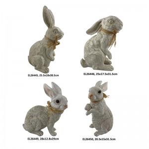 素朴なウサギの置物コレクション 石仕上げのイースターバニー 家と庭の装飾