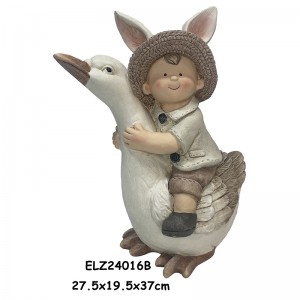 Rustic Whimsy Duck and Chick Rider Statues Garden and Home Decoration Indoor Outdoor