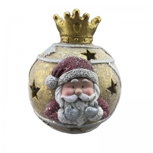 Santa Snowman Reindeer Christmas Pob nrog Golden Crown Caij Nplooj Ntoos Hlav
