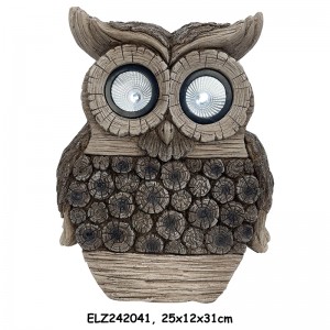Owl et rana solaris Statuae Featuring Wood et Mosaicae Texturae For Home And Garden Decor