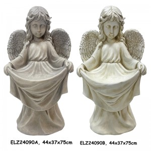 Estatuas de anxo de benvida con luz solar para decoración de interiores ao aire libre do xardín traseiro
