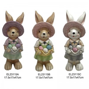 Spring Themed Garden or Indoor Decor Garden Delight Rabbit with Carrots Easter Eggs Harvest Helper Rabbit with Straw Hat