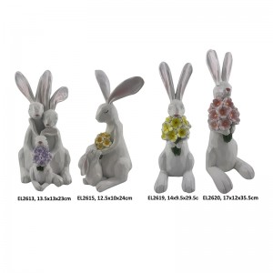 Panahon sa Tingpamulak Easter Decor Floral Rabbit Figurines Handmade Seasonal Dekorasyon
