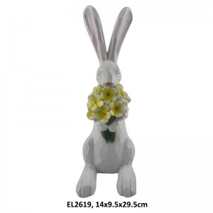 Spring Time Easter Decor Floral Rabbit Figurines Handmade Hiasan Musiman