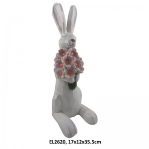 Spring Time Easter Decor Floral Rabbit Figurines Handmade Seasonal Decorations