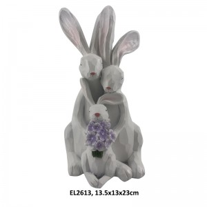 Ixesha laseNtwasahlobo i-Easter Decor Floral Rabbit Figurines ezenziwe ngezandla zoNyaka zokuhombisa