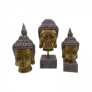 Statuette di testa di Buddha tailandese in resina Arts & Crafts