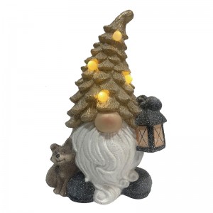 Resin Handmade Art & Crafts Twinkle-Beard Christmas Gnomes Ornament: Handcrafted Figurines nga adunay Festive Glow