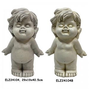 Nā ʻānela Whimsical and Cherubs Collection Boy Statue Fiber Clay Statues for Home and Garden