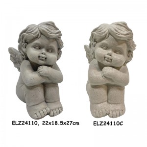 Snodige engler og kjeruber Collection Boy Statue Fiber Clay Statuer for hjem og hage