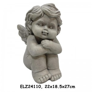 Grappige Angels en Cherubs Collection Boy Statue Fiber Clay Statue foar hûs en tún