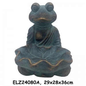 Whimsical Frog Holding Lily Pads Lovely Frog Statues Decor For Gardens Patios Indoor Spaces