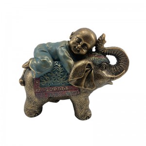 Resin arts & crafts Baby-Buddha lying on Elephant 3sizes