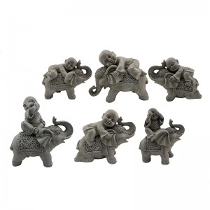 Resin kunst og håndverk Baby-Buddha liggende på Elephant 3 størrelser
